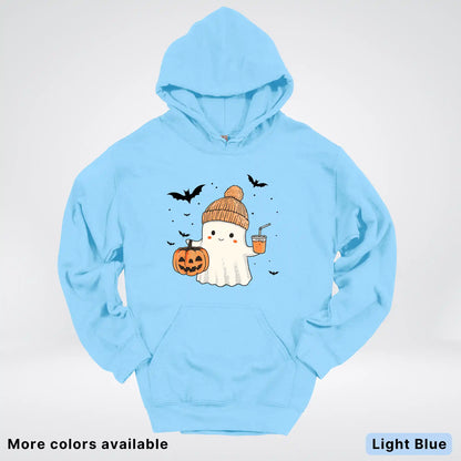 Cute Fall Ghost with Pumpkin And Bats Hoodie