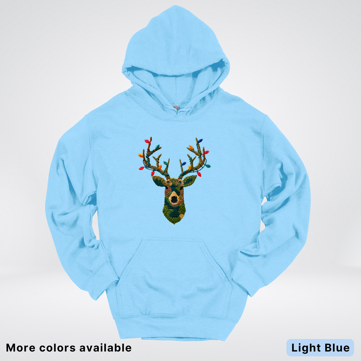 Rustic Reindeer Lights – Hook Yard Faux Texture - Hoodie