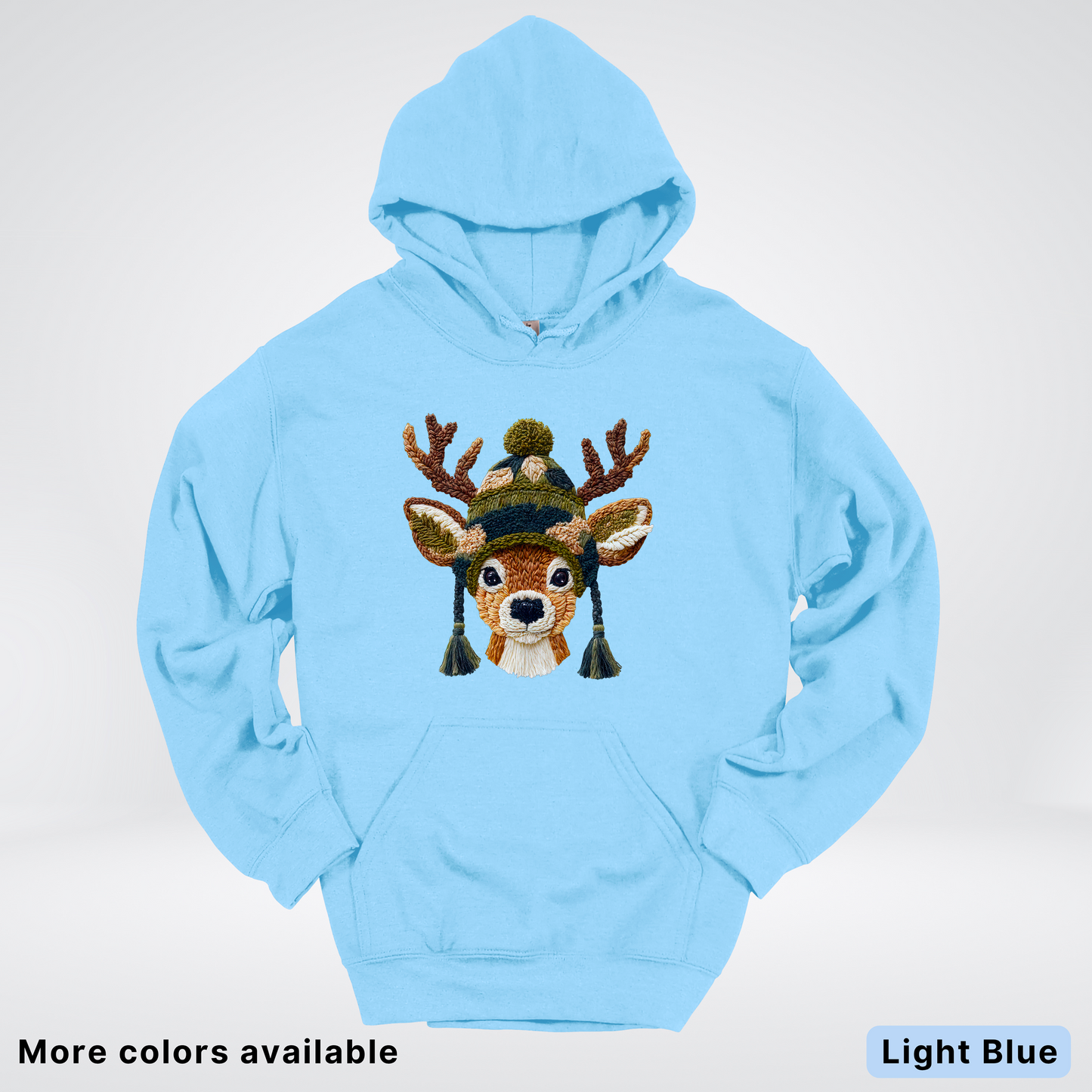 Cozy Winter Reindeer Hook Yard Faux Texture - Hoodie