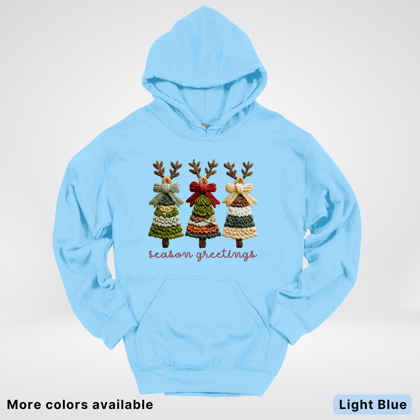 Season Greetings Reindeer Trees Hook Yard Faux - Hoodie