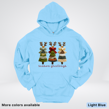 Season Greetings Reindeer Trees Hook Yard Faux - Hoodie