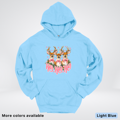 Ho Ho Ho Pink Deer Trio Hoodie - Hoodie