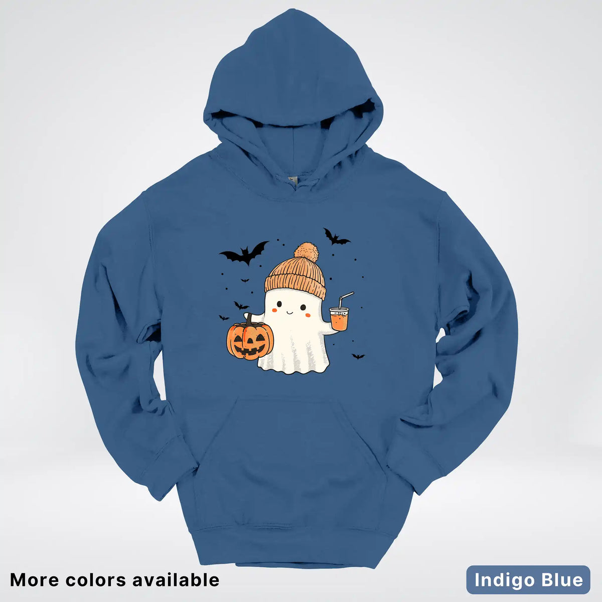 Cute Fall Ghost with Pumpkin And Bats Hoodie