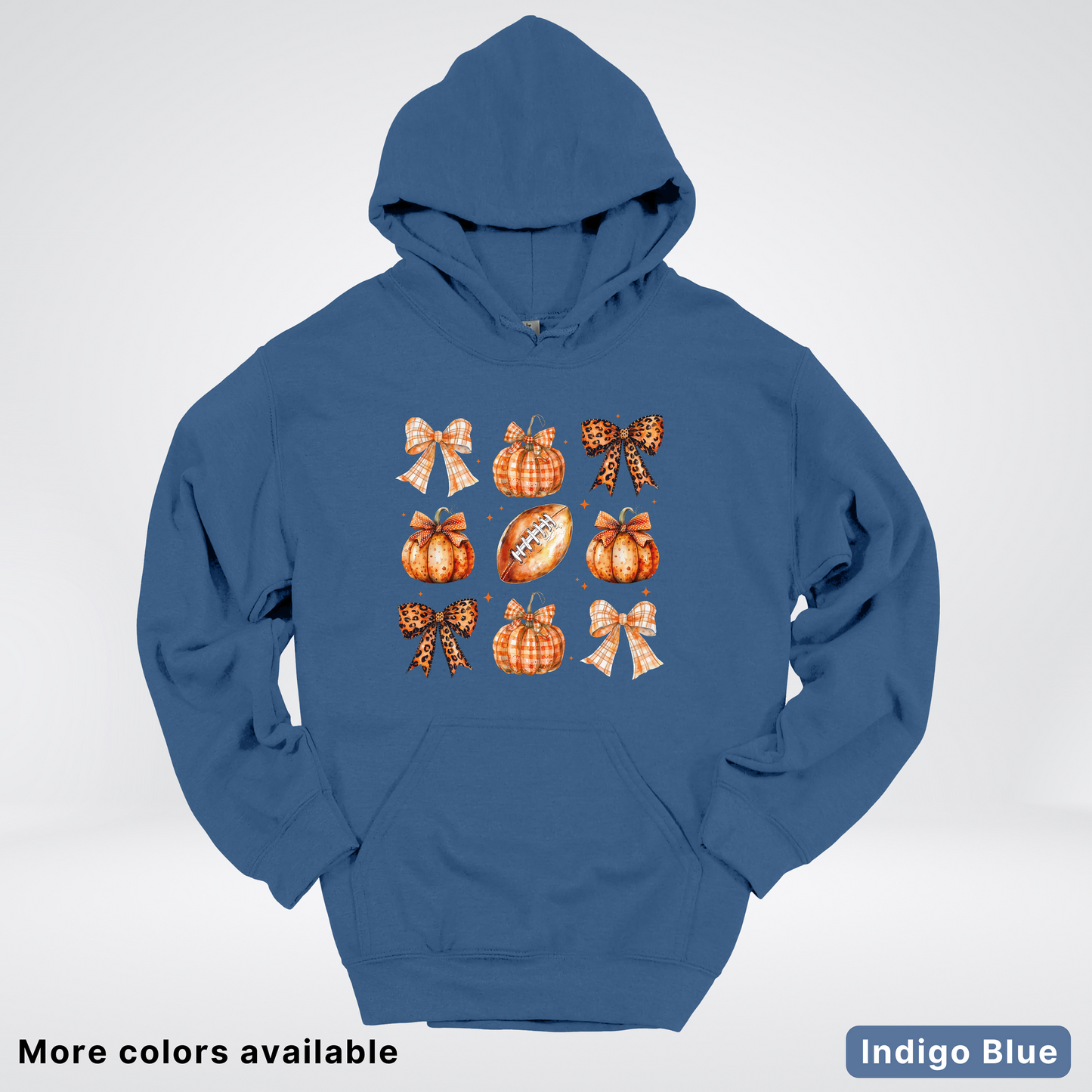 Football Coquette Ribbon Bow Plaid Pumpkin Fall - Hoodie