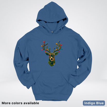 Rustic Reindeer Lights – Hook Yard Faux Texture - Hoodie
