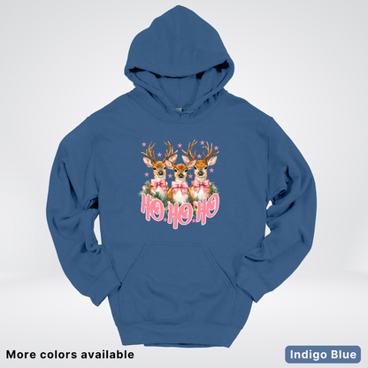 Ho Ho Ho Pink Deer Trio Hoodie - Hoodie