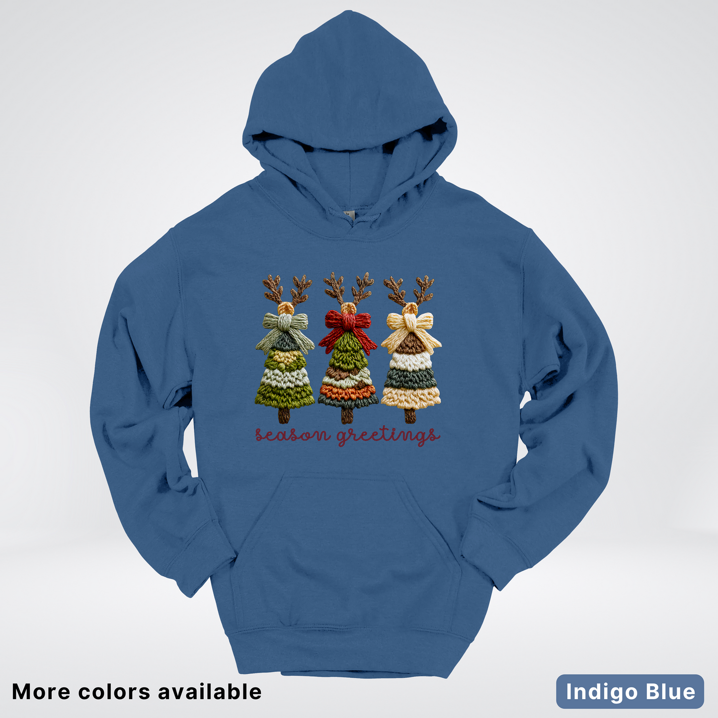 Season Greetings Reindeer Trees Hook Yard Faux - Hoodie