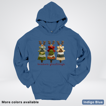 Season Greetings Reindeer Trees Hook Yard Faux - Hoodie