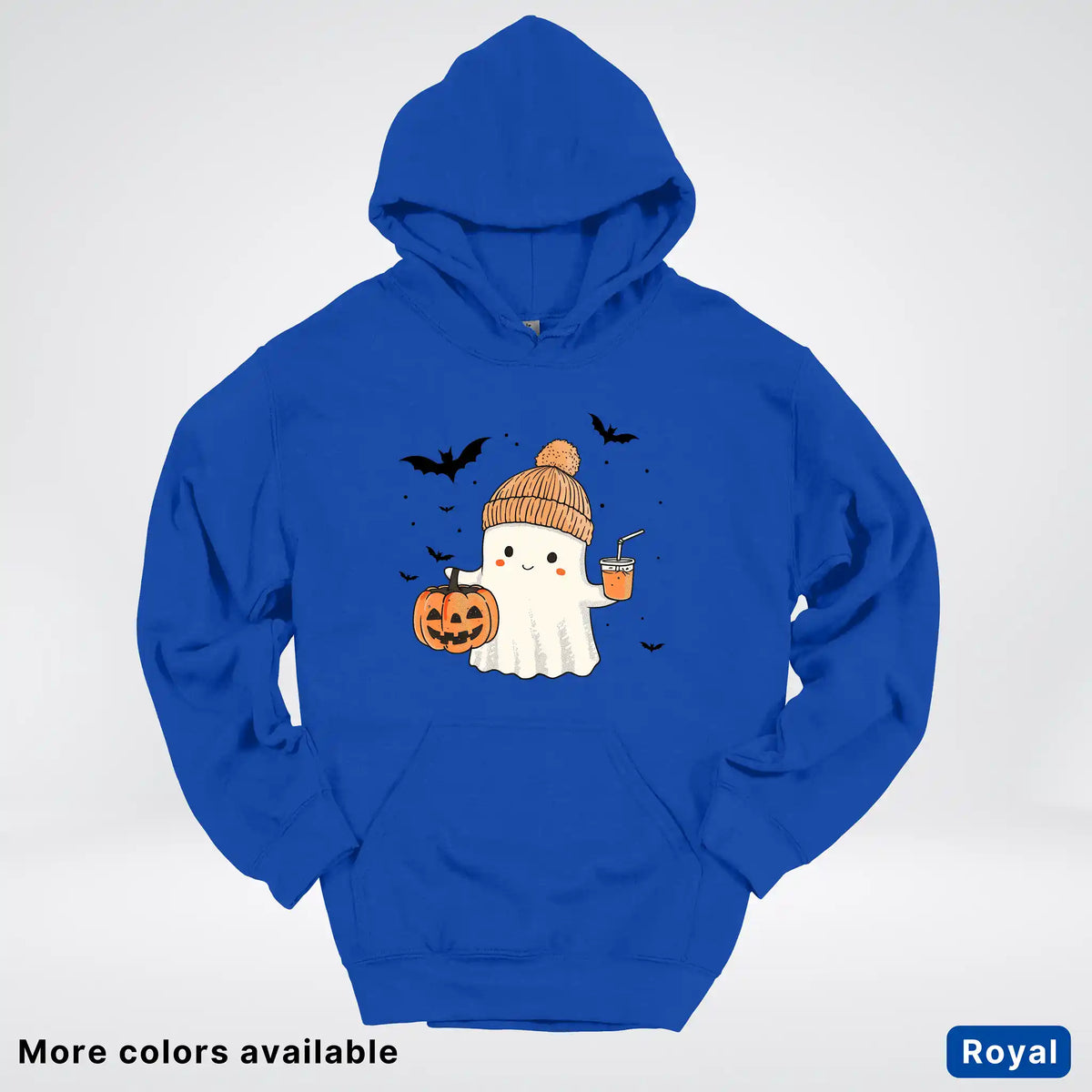 Cute Fall Ghost with Pumpkin And Bats Hoodie