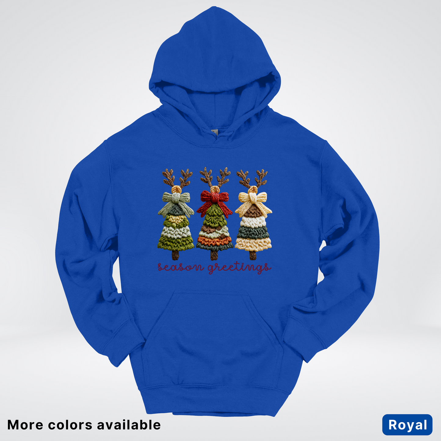 Season Greetings Reindeer Trees Hook Yard Faux - Hoodie
