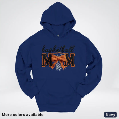 Basketball Mom – Faux Crochet Bow Basketball Graphic Hoodie