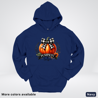 Pumpkin Season Black Plaid Bow - Hoodie