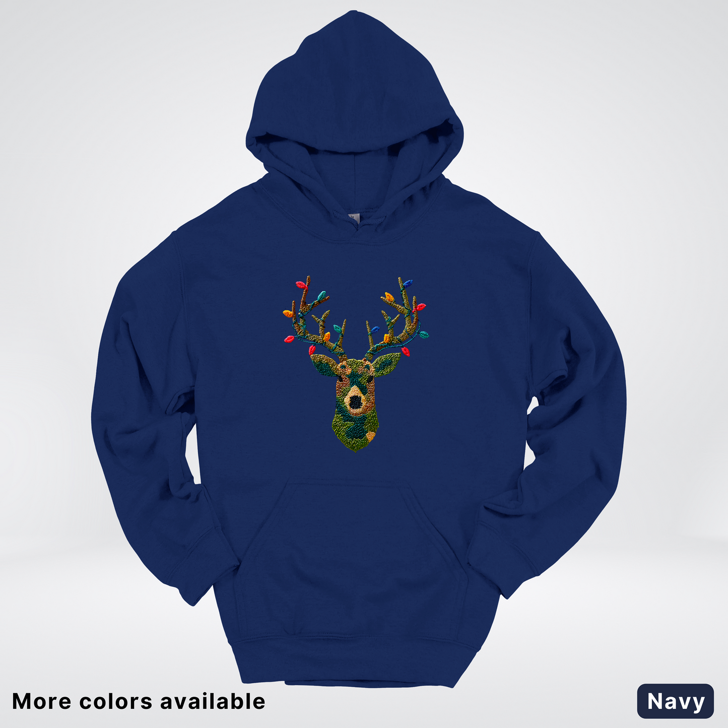 Rustic Reindeer Lights – Hook Yard Faux Texture - Hoodie