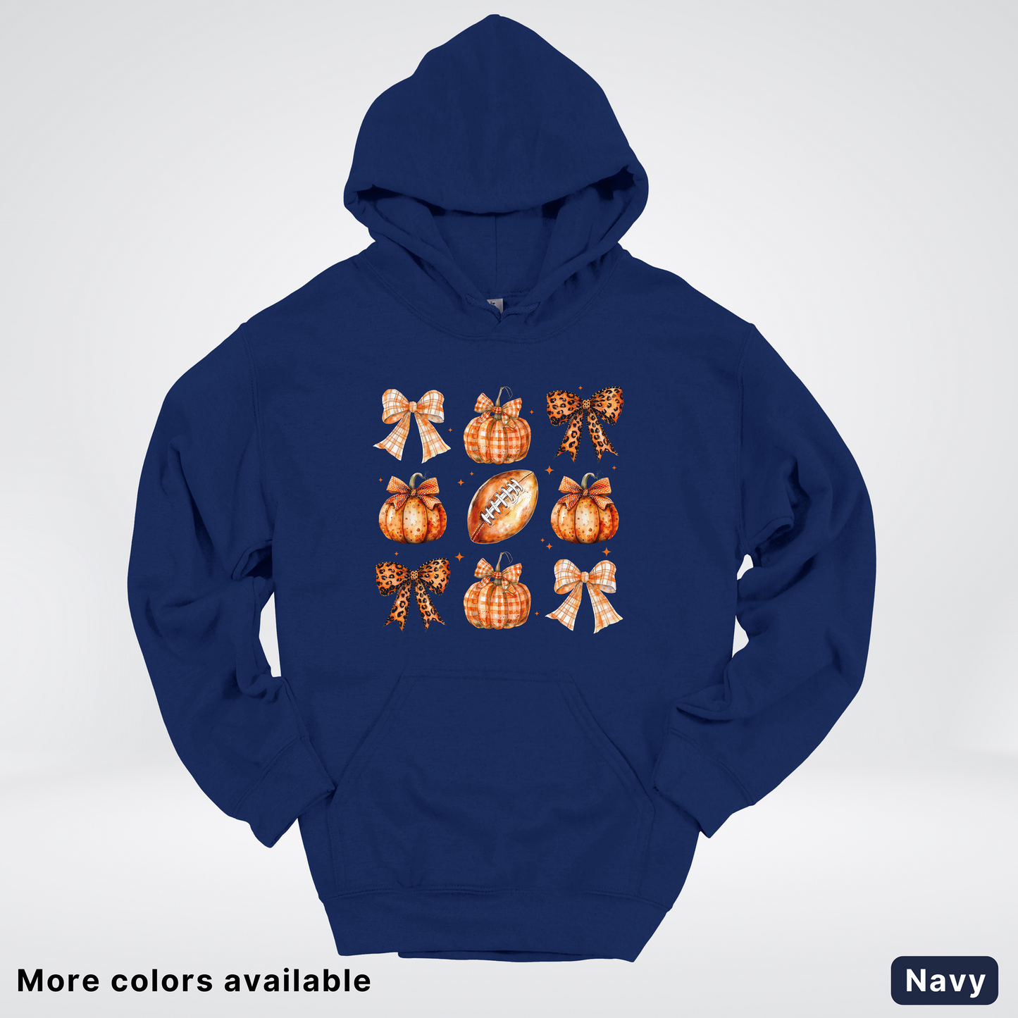 Football Coquette Ribbon Bow Plaid Pumpkin Fall - Hoodie