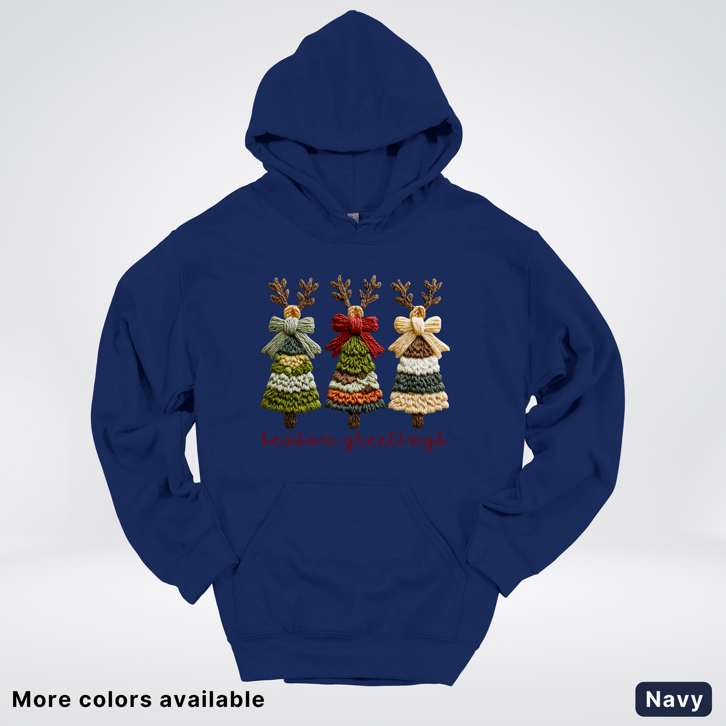 Season Greetings Reindeer Trees Hook Yard Faux - Hoodie