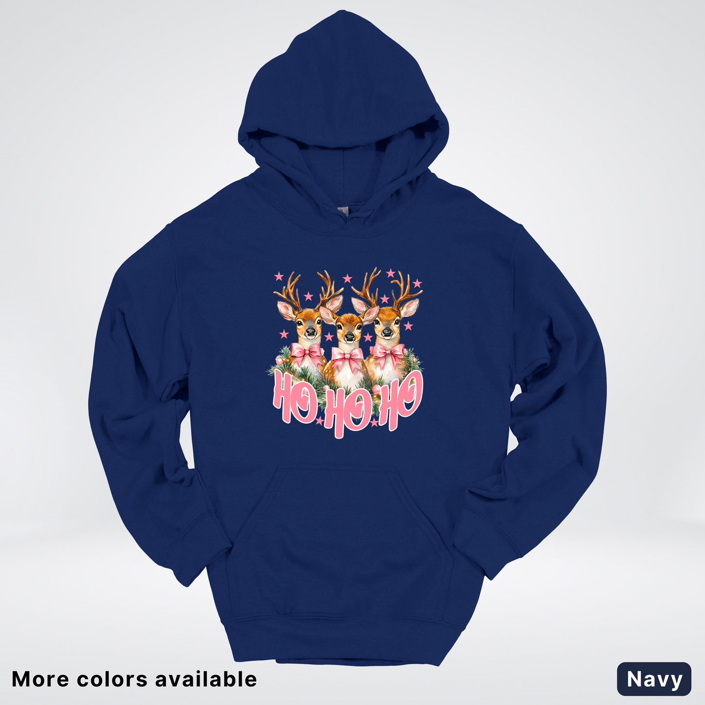 Ho Ho Ho Pink Deer Trio Hoodie - Hoodie