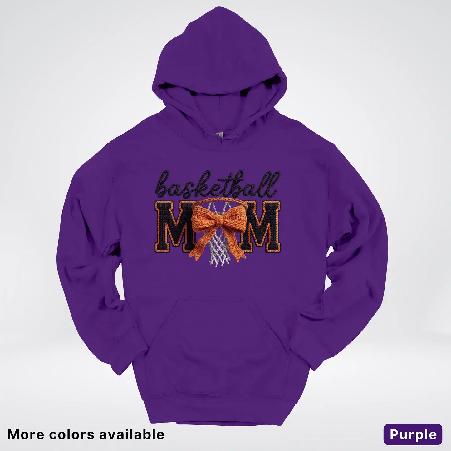 Basketball Mom – Faux Crochet Bow Basketball Graphic Hoodie