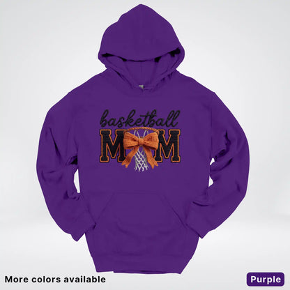 Basketball Mom – Faux Crochet Bow Basketball Graphic Hoodie