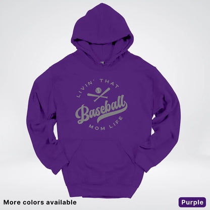 Livin' That Baseball Mom Life - Gray Design - Hoodie