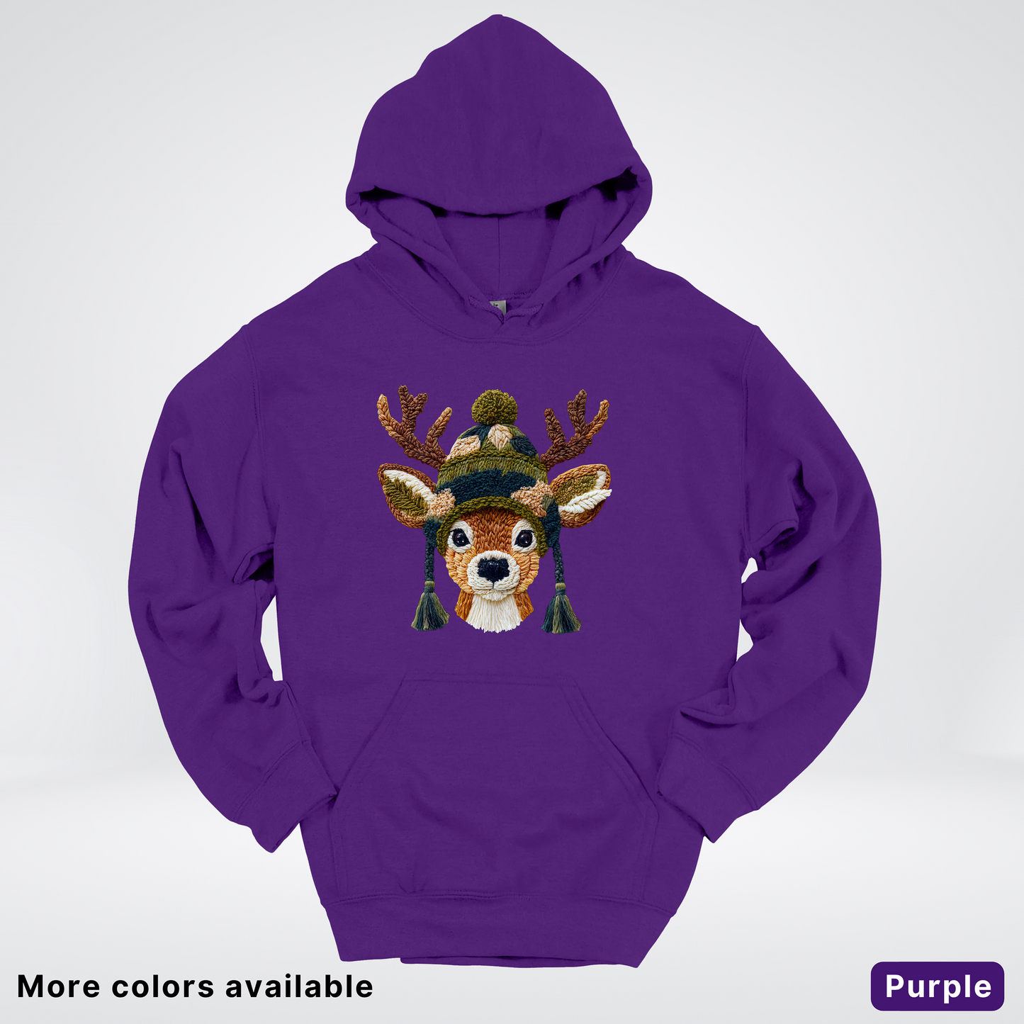 Cozy Winter Reindeer Hook Yard Faux Texture - Hoodie