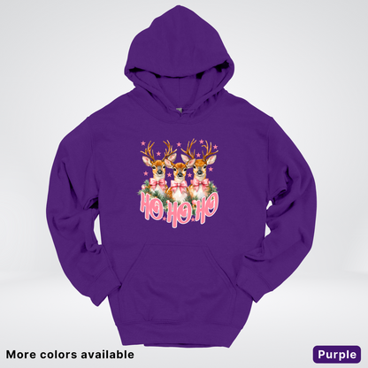 Ho Ho Ho Pink Deer Trio Hoodie - Hoodie