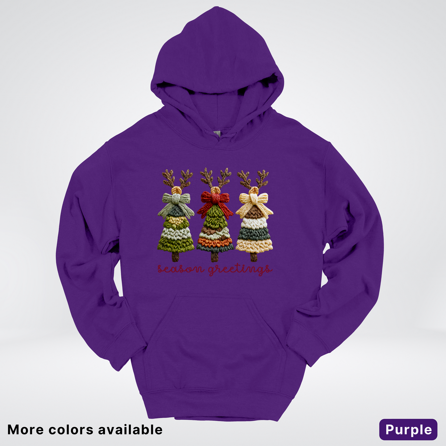 Season Greetings Reindeer Trees Hook Yard Faux - Hoodie