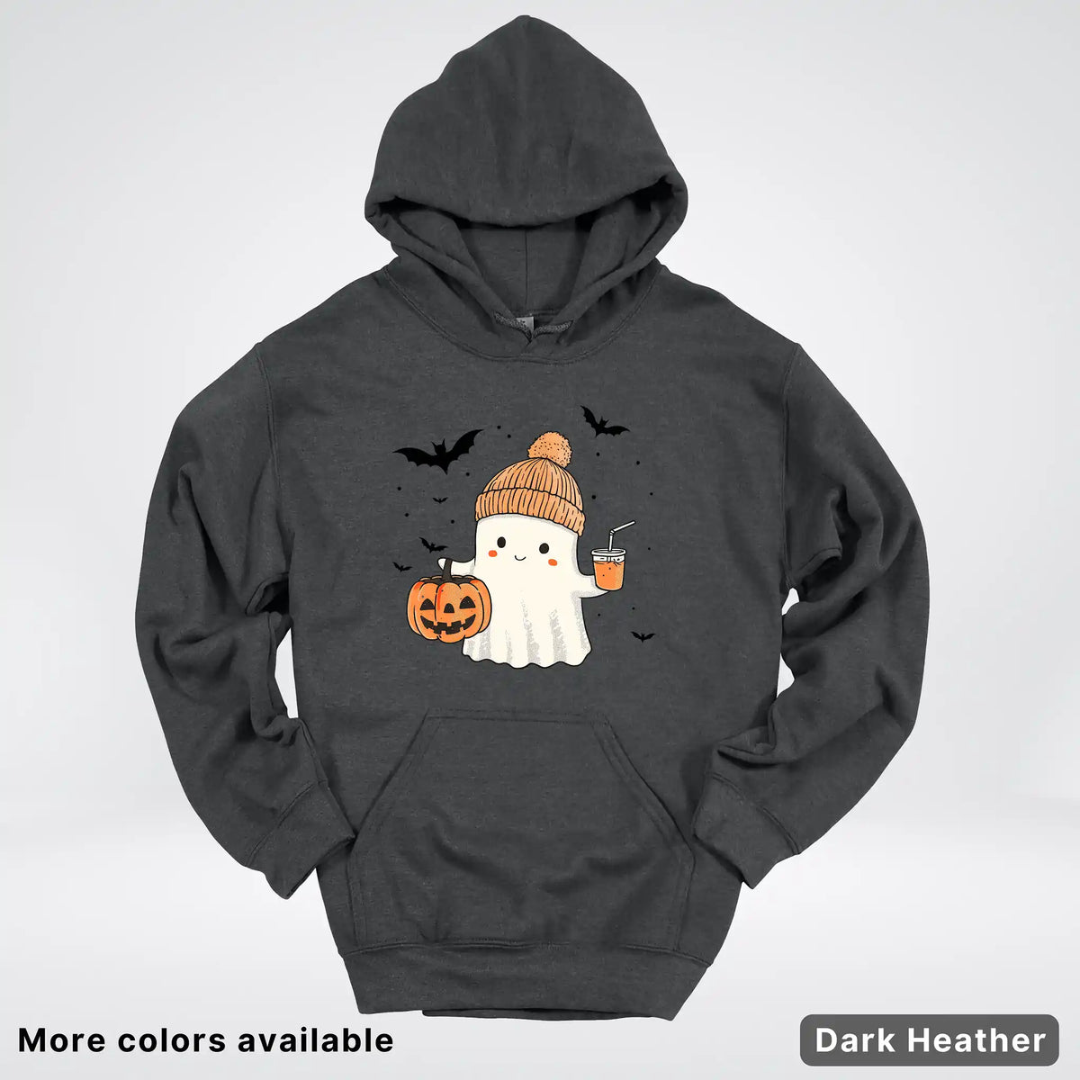 Cute Fall Ghost with Pumpkin And Bats Hoodie
