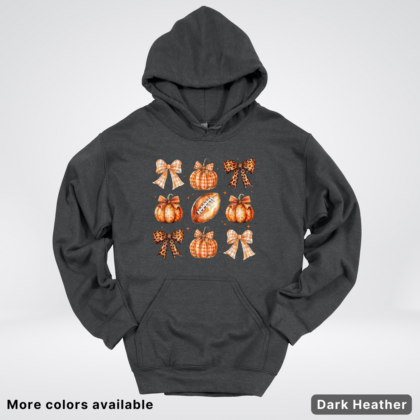 Football Coquette Ribbon Bow Plaid Pumpkin Fall - Hoodie