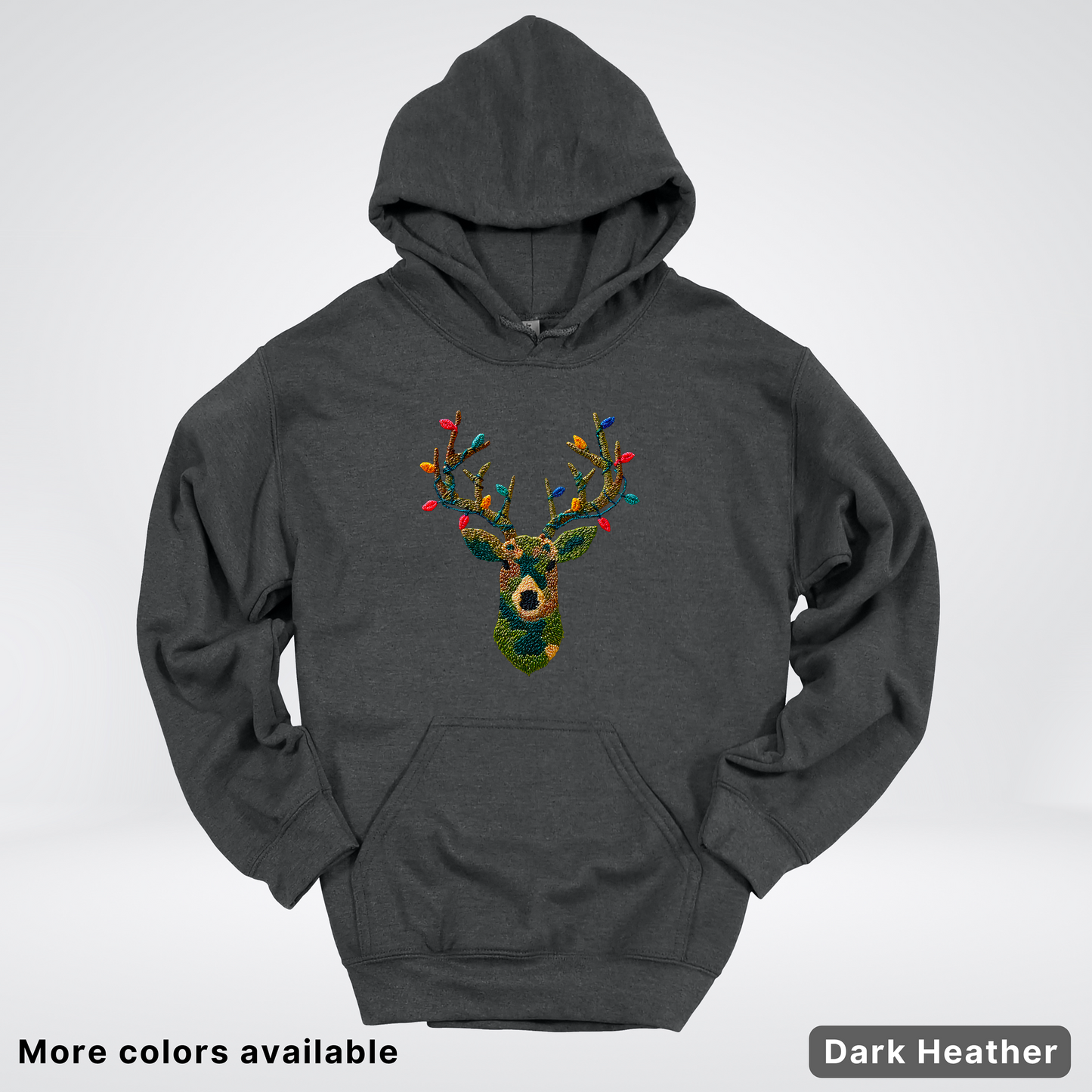 Rustic Reindeer Lights – Hook Yard Faux Texture - Hoodie