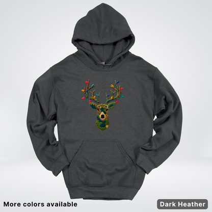 Rustic Reindeer Lights – Hook Yard Faux Texture - Hoodie