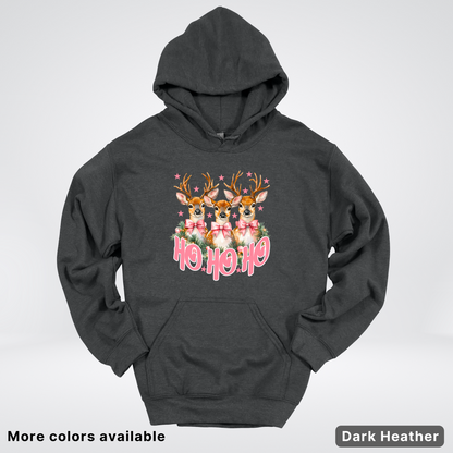 Ho Ho Ho Pink Deer Trio Hoodie - Hoodie