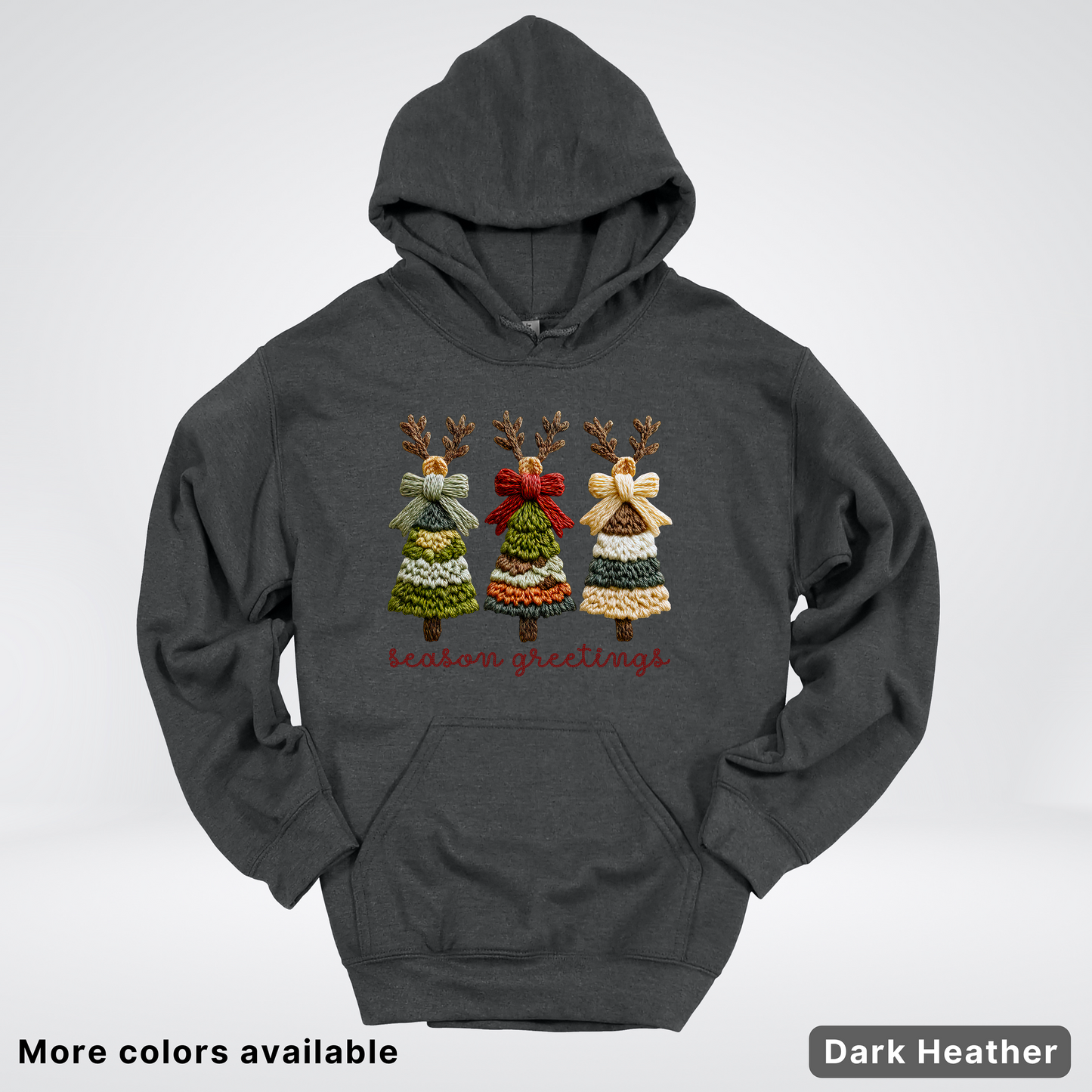 Season Greetings Reindeer Trees Hook Yard Faux - Hoodie