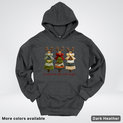 Season Greetings Reindeer Trees Hook Yard Faux - Hoodie