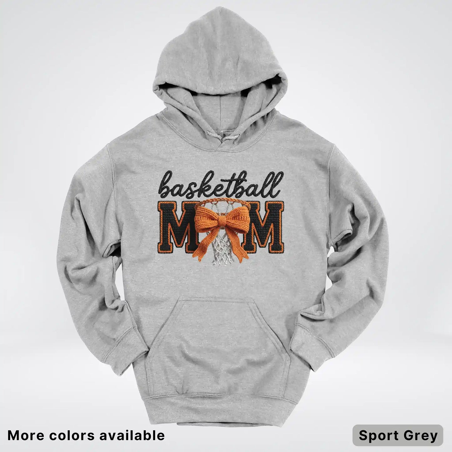Basketball Mom – Faux Crochet Bow Basketball Graphic Hoodie
