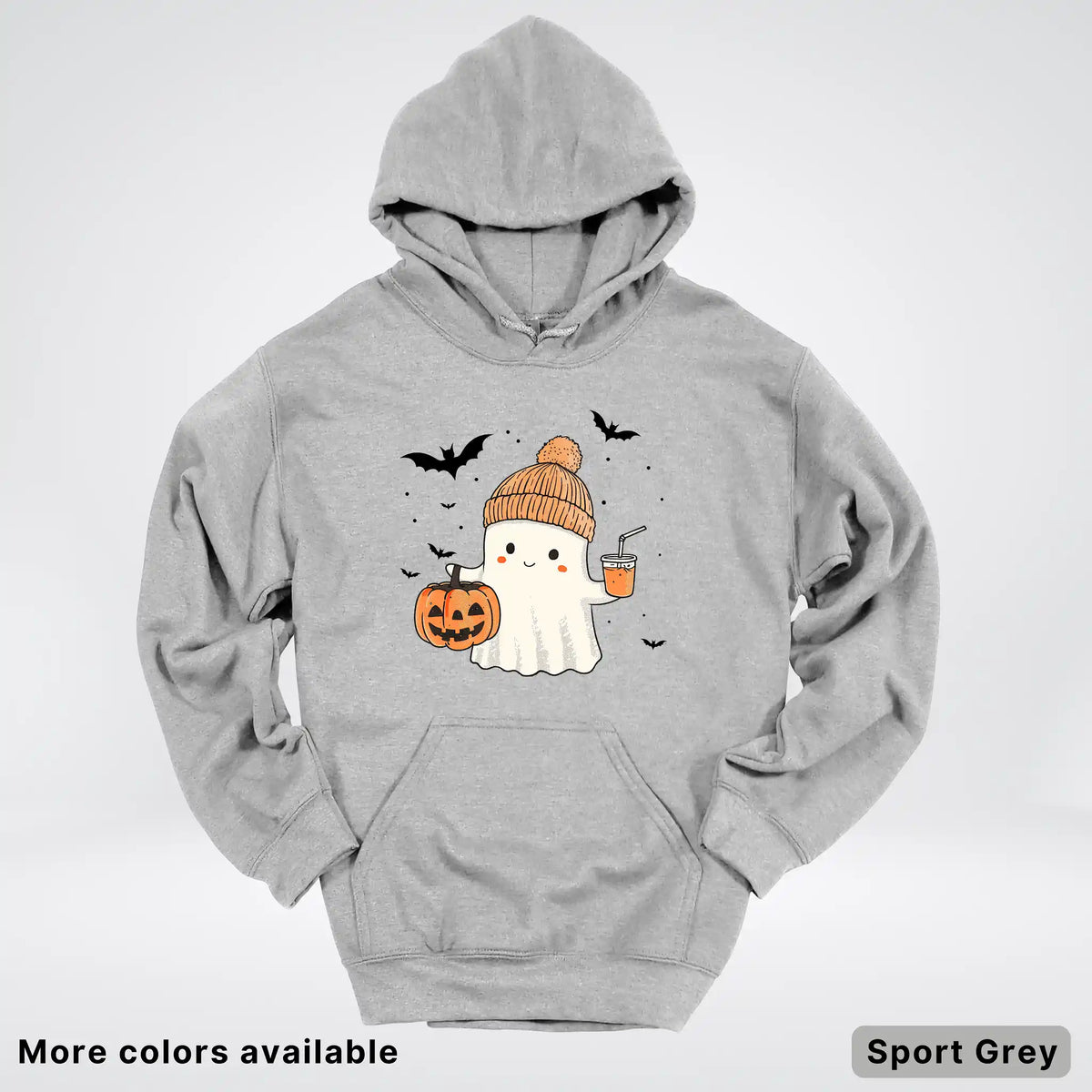 Cute Fall Ghost with Pumpkin And Bats Hoodie