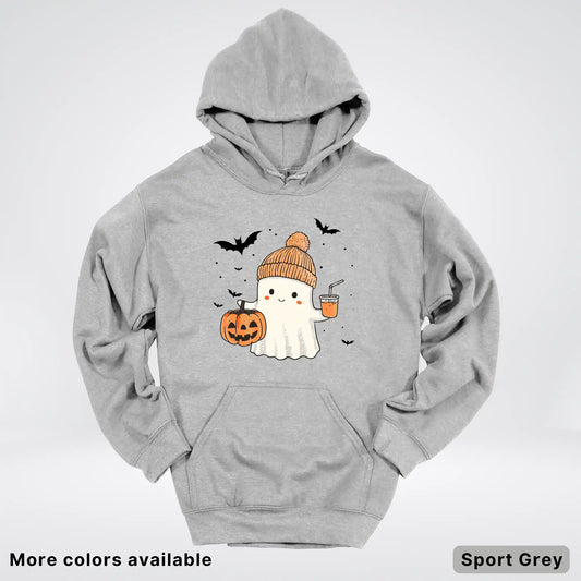 Cute Fall Ghost with Pumpkin And Bats Hoodie