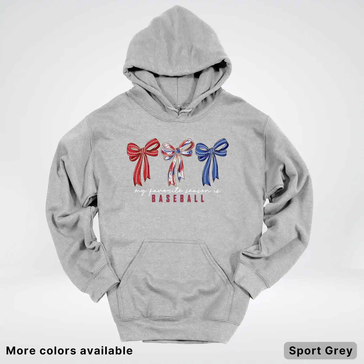 My Favorite Season Is Baseball – Red White Blue Bow Graphic Hoodie