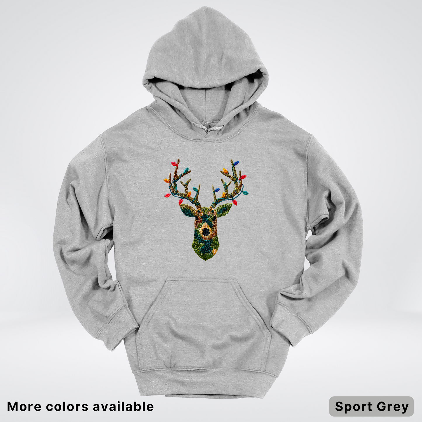 Rustic Reindeer Lights – Hook Yard Faux Texture - Hoodie