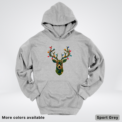 Rustic Reindeer Lights – Hook Yard Faux Texture - Hoodie