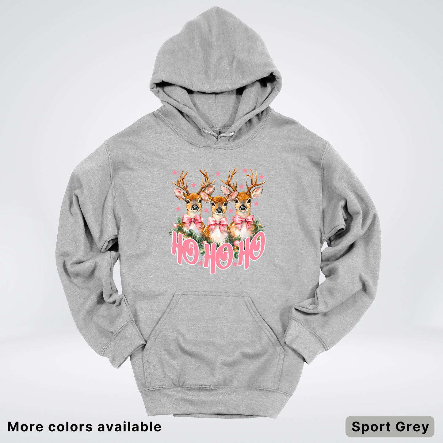 Ho Ho Ho Pink Deer Trio Hoodie - Hoodie