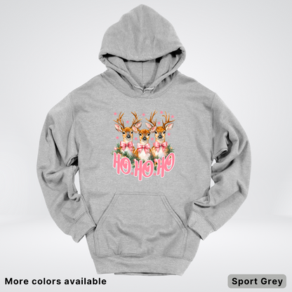 Ho Ho Ho Pink Deer Trio Hoodie - Hoodie