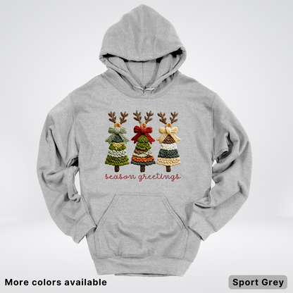 Season Greetings Reindeer Trees Hook Yard Faux - Hoodie