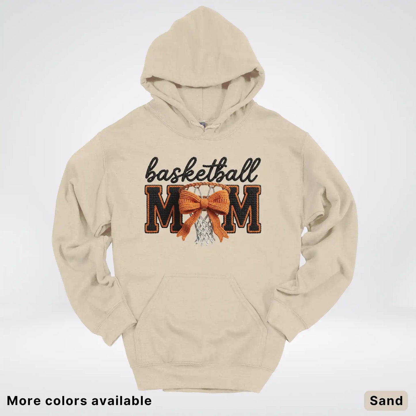 Basketball Mom – Faux Crochet Bow Basketball Graphic Hoodie
