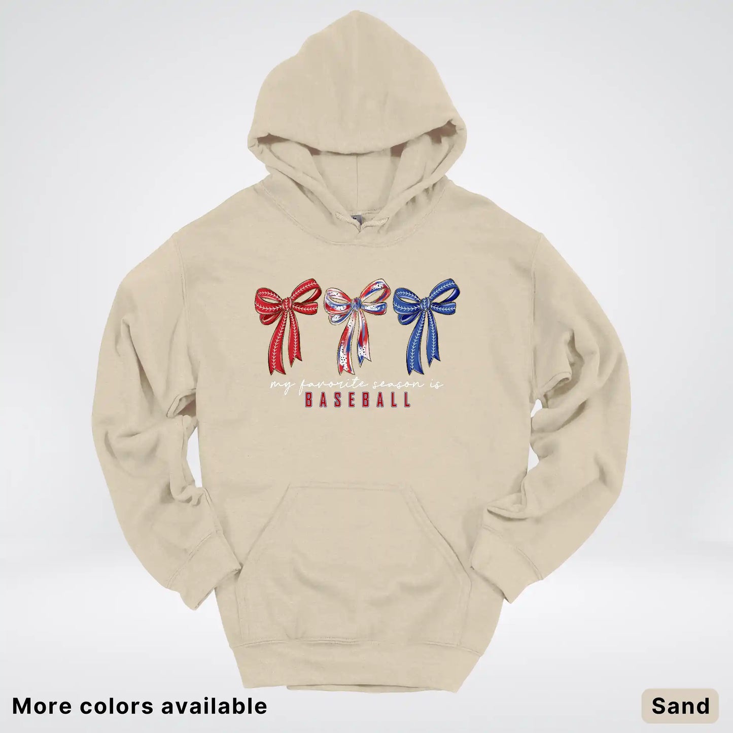 My Favorite Season Is Baseball – Red White Blue Bow Graphic Hoodie
