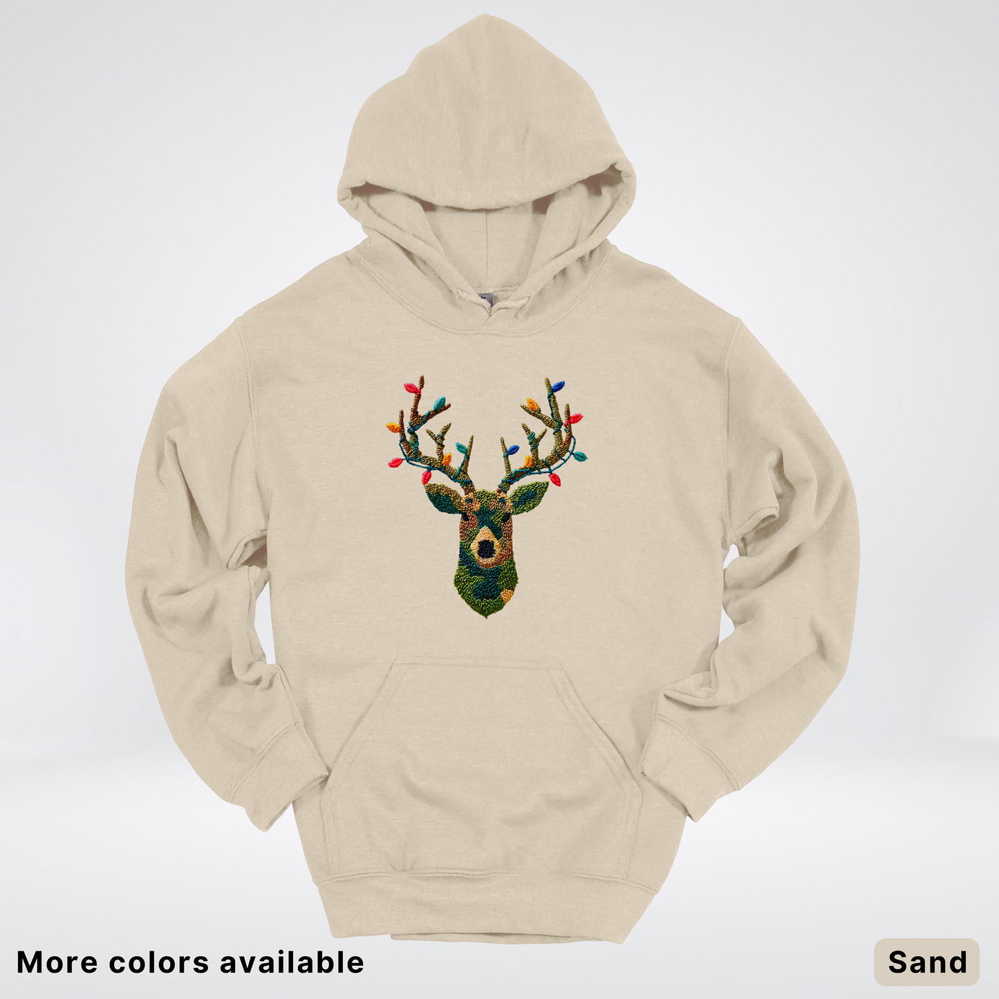 Rustic Reindeer Lights – Hook Yard Faux Texture - Hoodie