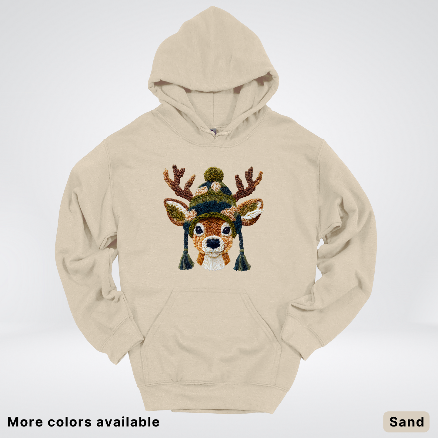 Cozy Winter Reindeer Hook Yard Faux Texture - Hoodie