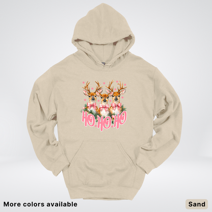 Ho Ho Ho Pink Deer Trio Hoodie - Hoodie
