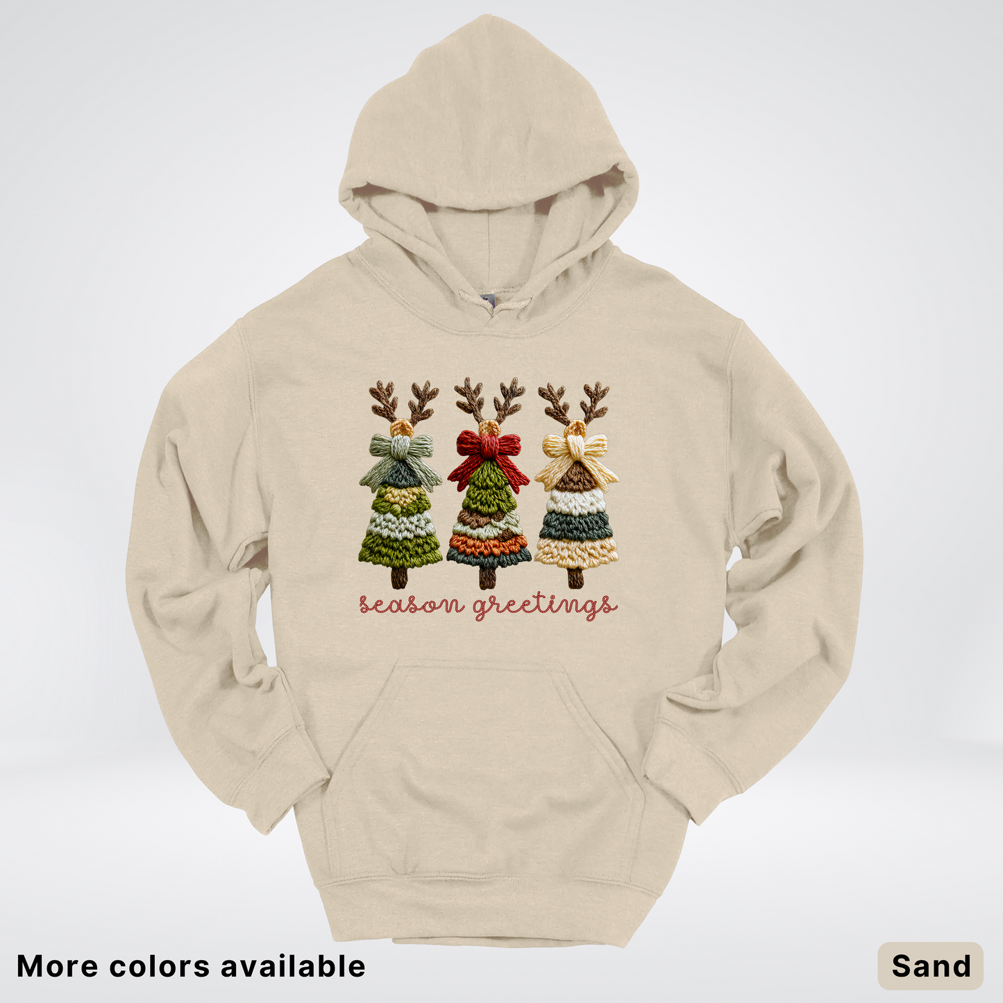 Season Greetings Reindeer Trees Hook Yard Faux - Hoodie