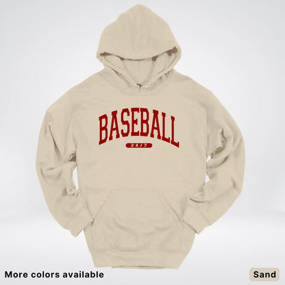 Baseball 24/7 – Maroon Design - Hoodie