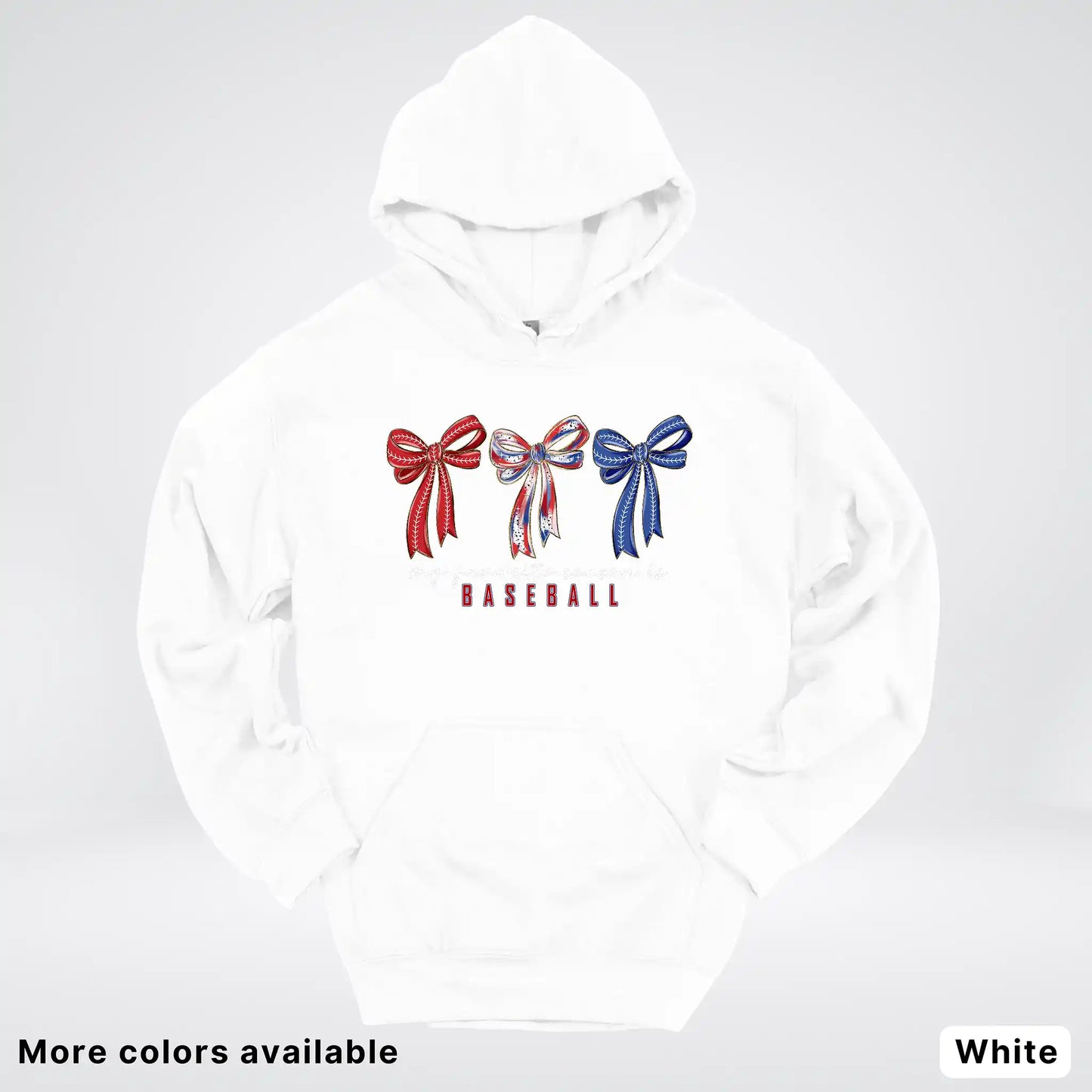 My Favorite Season Is Baseball – Red White Blue Bow Graphic Hoodie